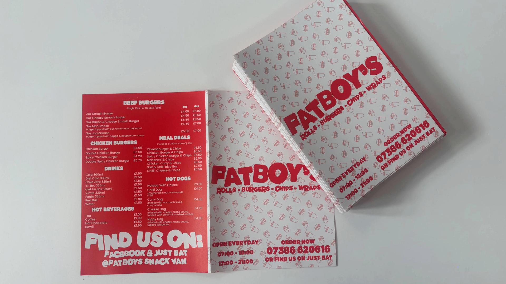 Custom Menus produced by Advance Supplies