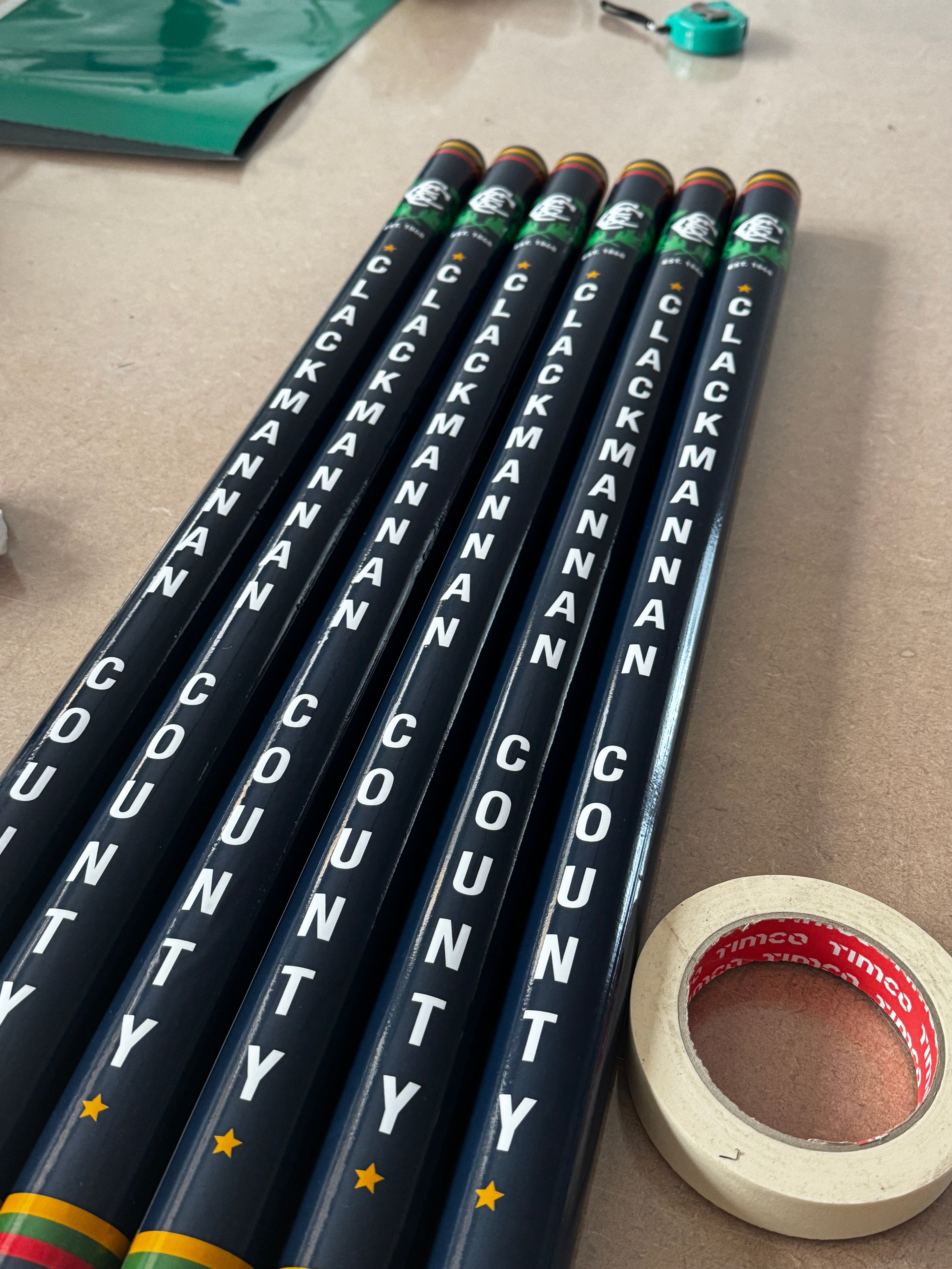 Custom cricket stumps being created for Clackmannan County supplied by Advance Supplies